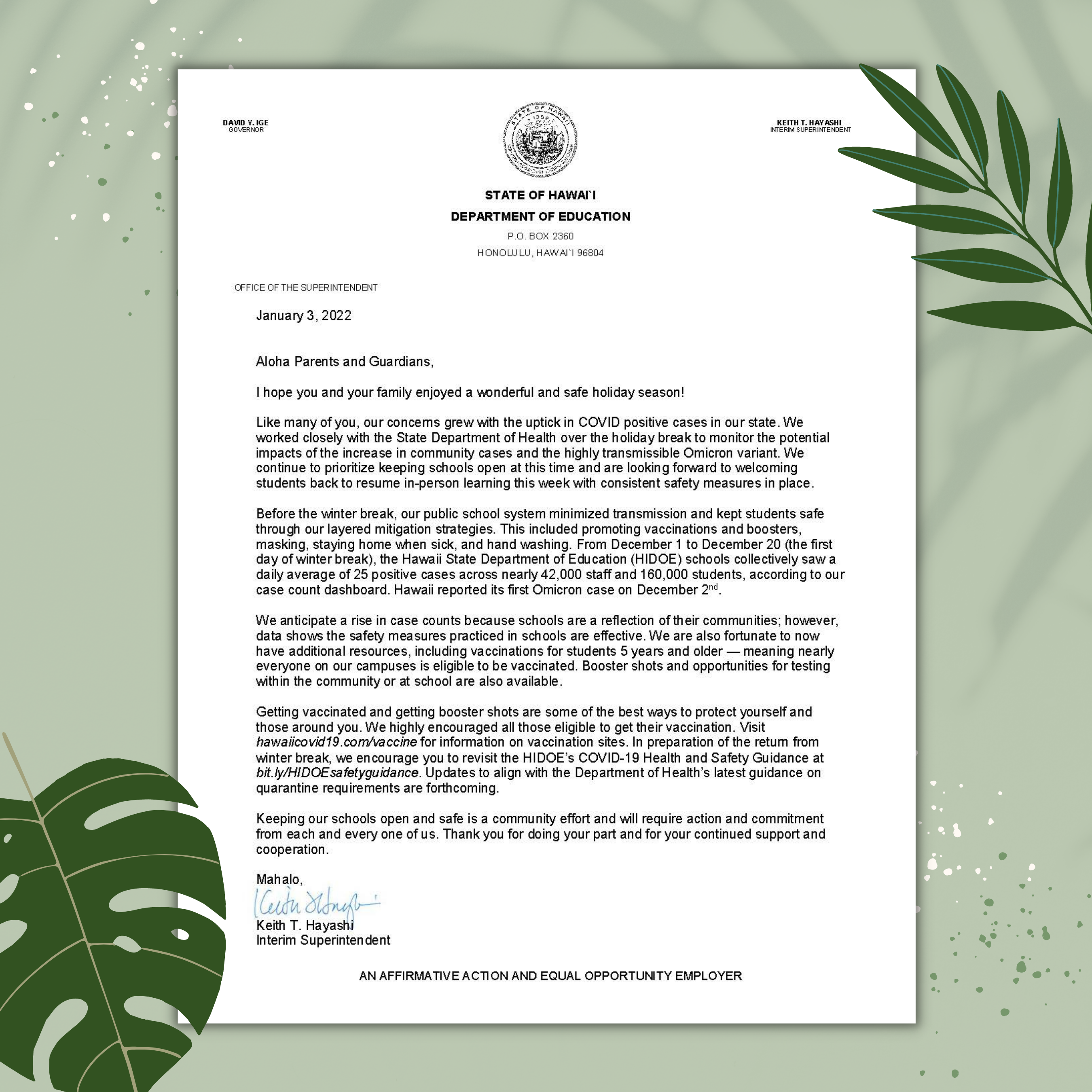 1/4/22 Superintendent Letter