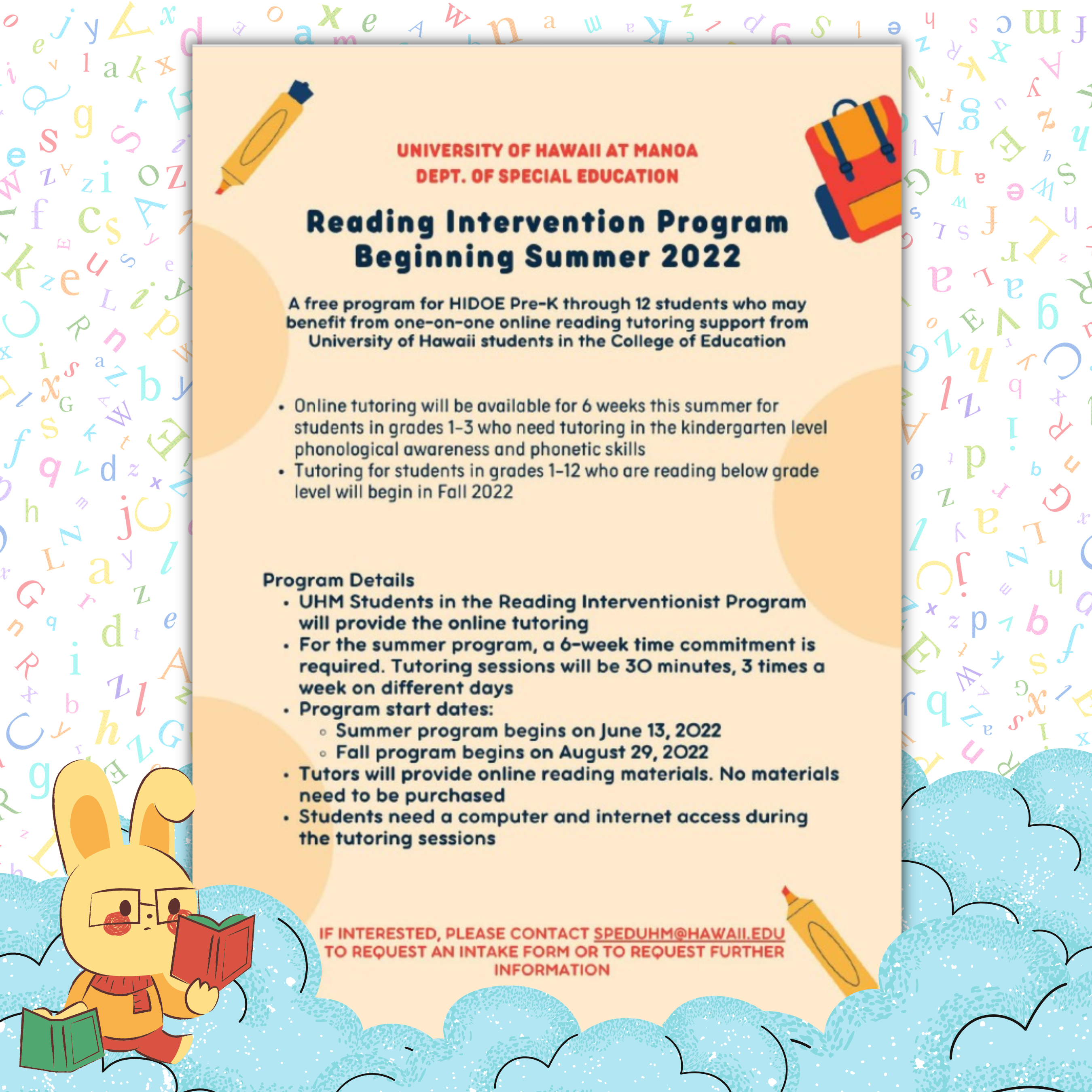 Summer 2022 Reading Intervention Program